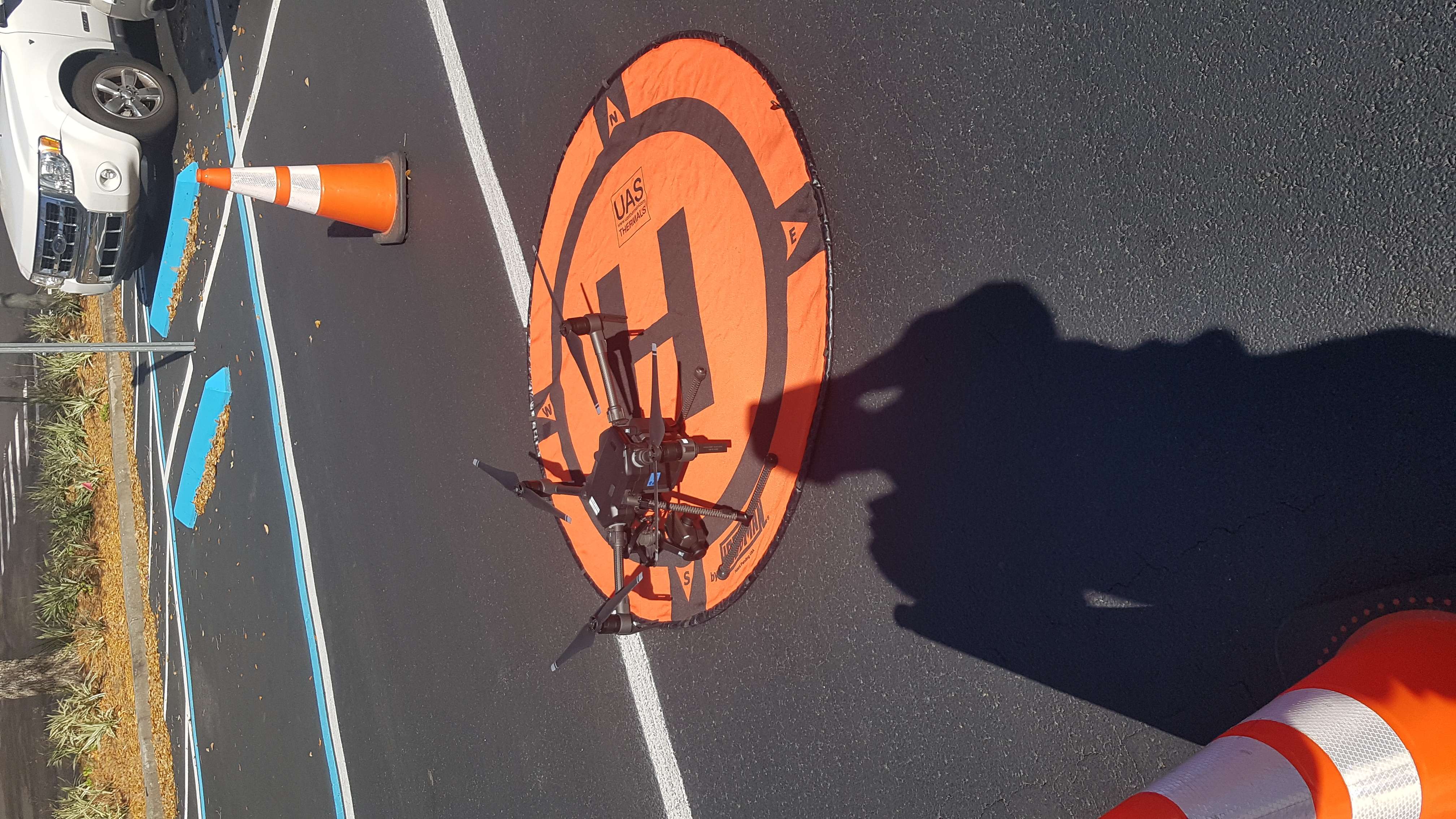 Inspection drone on UAS Thermals landing pad before flight