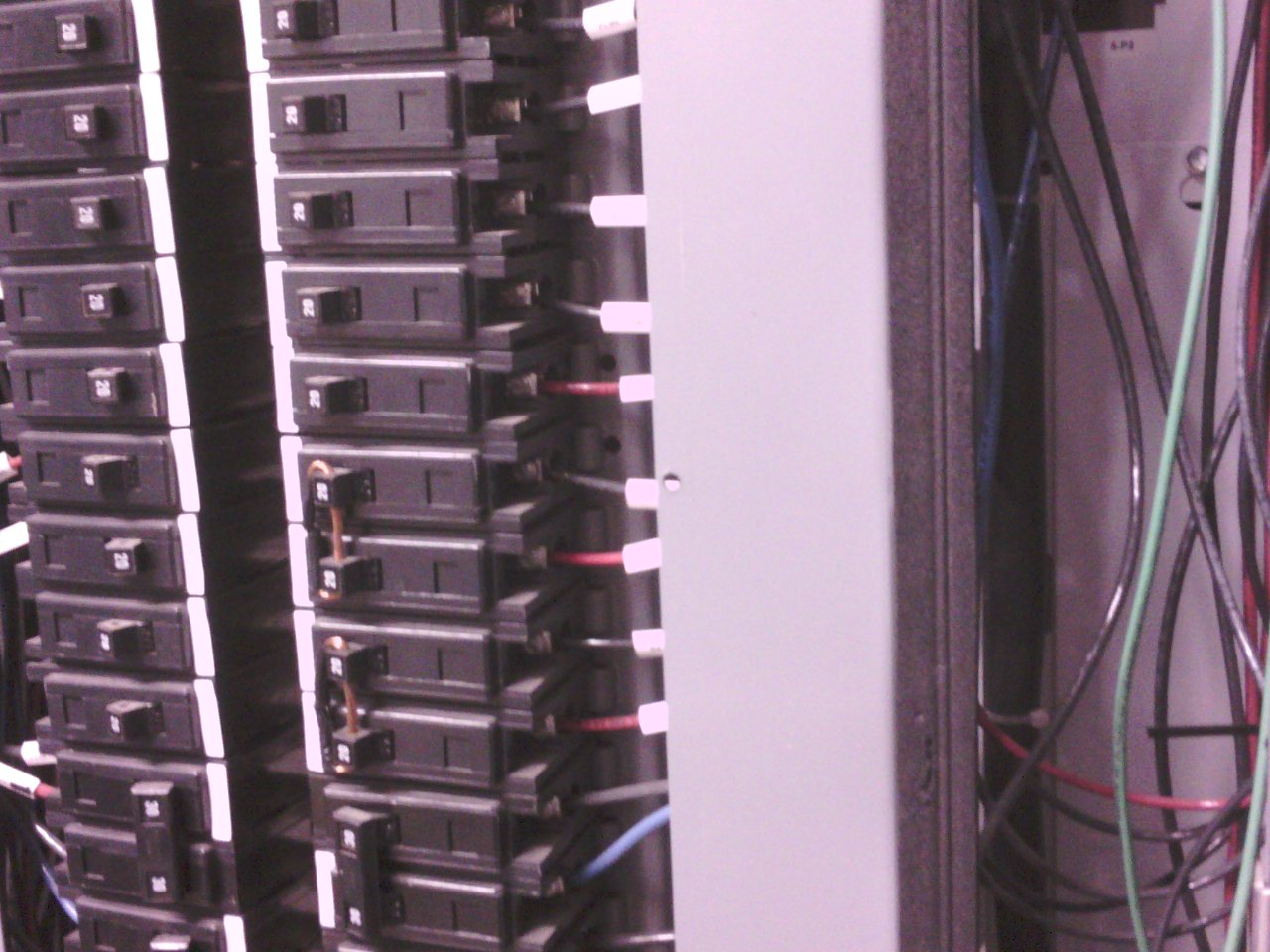 Circuit breaker panel with wiring before infrared scan